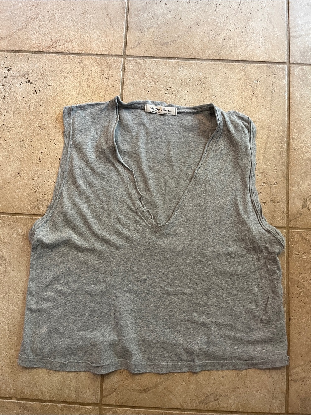 We The Free Gray V-Neck Sleeveless Tank